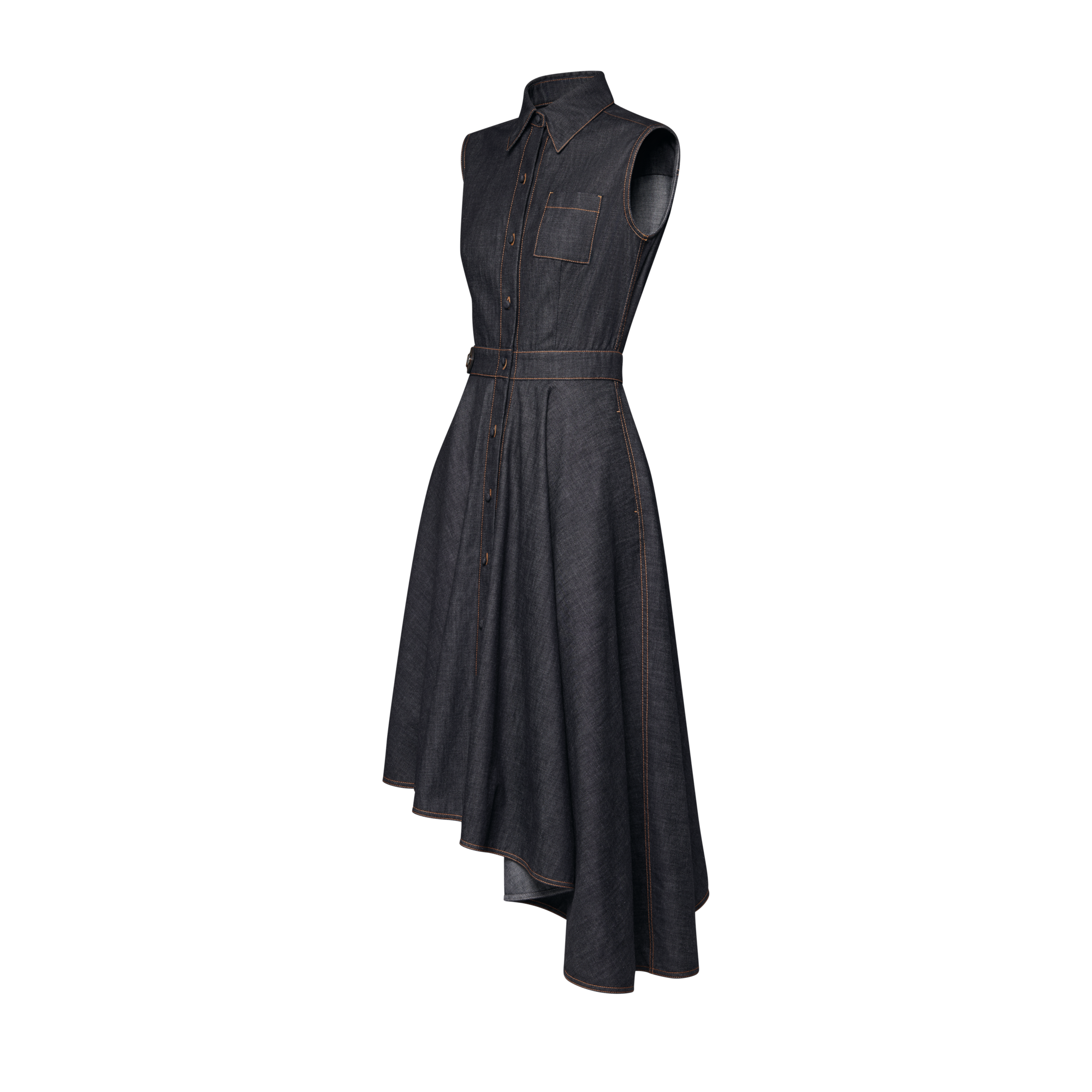 Asymmetrical Denim Shirt Dress - Women - Ready-to-Wear | LOUIS